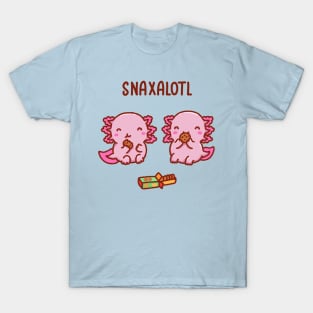 Cute axolotls snacking on some cookies, snaxalotl T-Shirt